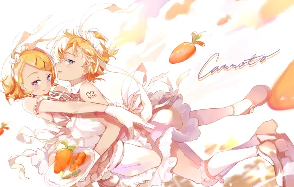 Мальчик, морковка, девочка, Kagamine Rin, Kagamine Len, Vocaloids