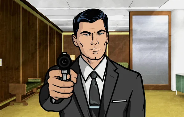 Пистолет, мультсериал, Archer, Арчер, спецагент Стерлинг Арчер