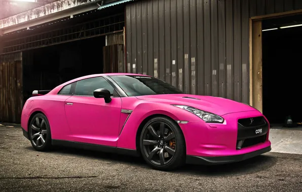 Авто, розовый, Pink, ниссан, Nissan GTR