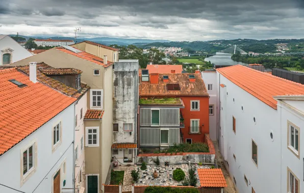 Дома, Панорама, Здания, Португалия, Portugal, Panorama, Coimbra, Коимбра