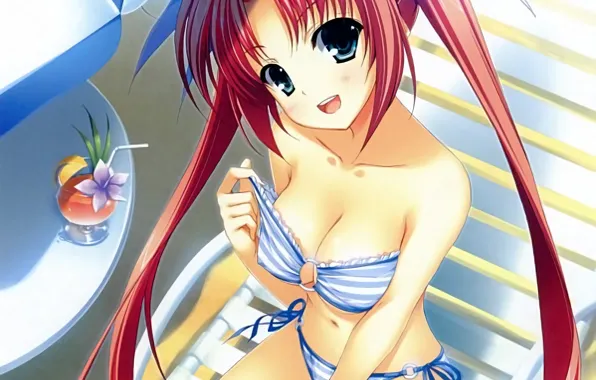 Girl, sexy, long hair, boobs, anime, beautiful, pretty, redhead
