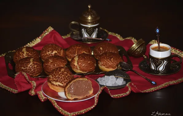 Кофе, начинка, булочки