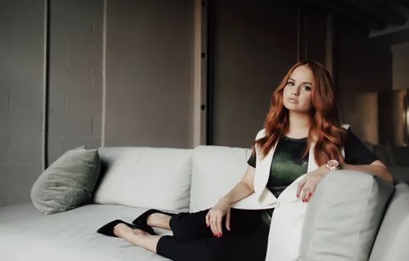 Диван, платье, актриса, туфли, подушка, Debby Ryan, Дебби Райан