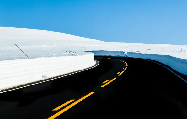 Картинка дорога, небо, снег