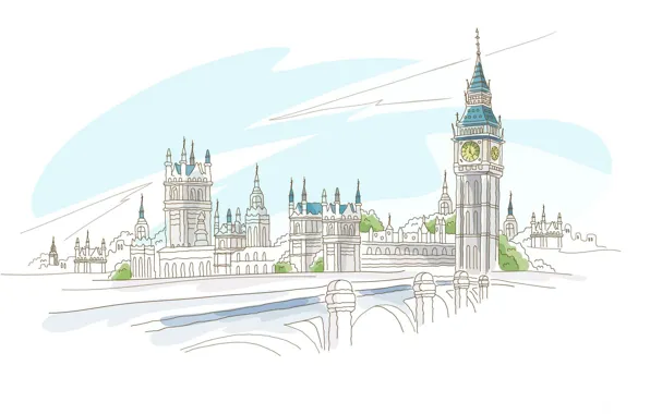 Картинка город, обои, рисунок, Англия, Лондон, London