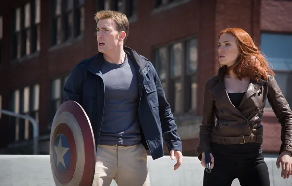 Картинка Scarlett Johansson, Captain America, Natasha Romanoff, Chris Evans, Steve Rogers, The Winter Soldier