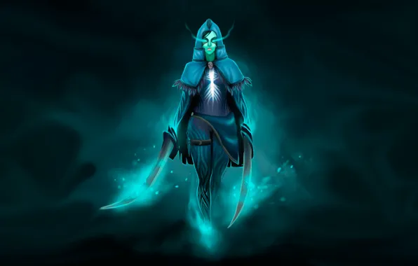 Черный, Минимализм, Рисунок, Синий, Голубой, Картинка, Art, Dota2