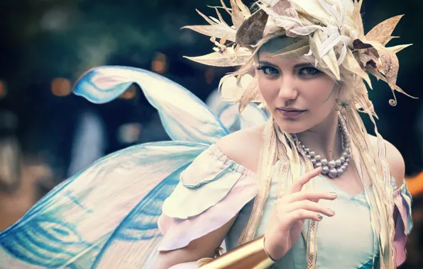 Крылья, фея, блондинка, fairy, wings, crown, короны, blonde