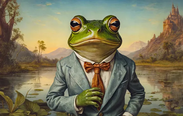 Взгляд, горы, природа, пруд, скалы, лягушка, портрет, лапки