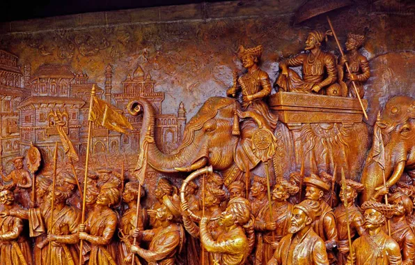 Картинка Индия, барельеф, скульптура Шиваджи, крепость Аклуж