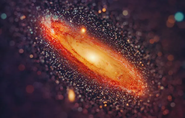 Звезды, Космос, боке, Туманность Андромеды, Галактика Андромеды, NGC 224, спиральная галактика типа Sb, M 31