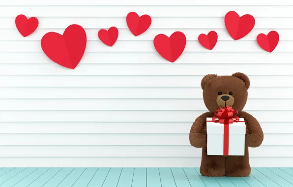 Любовь, игрушка, сердце, мишка, сердечки, red, love, bear