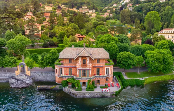 Деревья, озеро, вилла, Италия, Комо, Villa Maria Taglioni, Villa d’Este