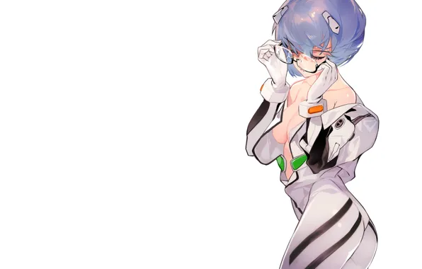 Девушка, очки, neon genesis evangelion, rei ayanami