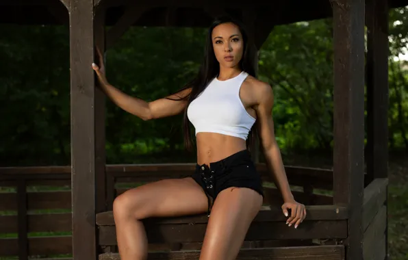 Forest, trees, nature, countryside, exotic, gazebo, posing, white top