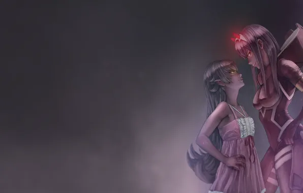 Девушки, аниме, арт, Bakemonogatari, 002, Darling In The Frankxx, Милый во Франксе