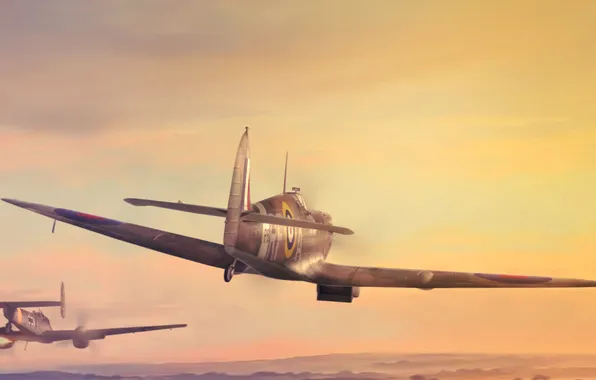 Картинка авиация, арт, самолёты, Вторая мировая война