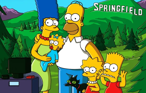 Картинка Фото, Симпсоны, Рисунок, Гомер, Мэгги, Maggie, Simpsons, Барт