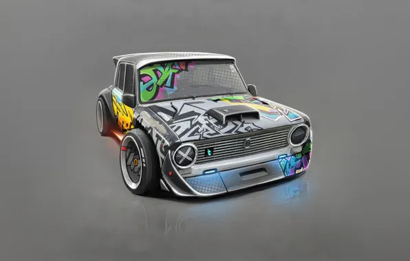 Картинка car, wheels, graffiti, mini, urban