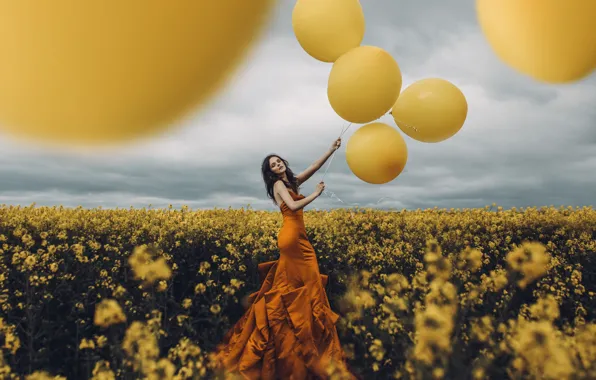 Девушка, шары, Adam Bird, It was all yellow