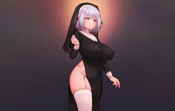 Girl, sexy, thighhighs, erect nipples, dress, boobs, anime, beautiful
