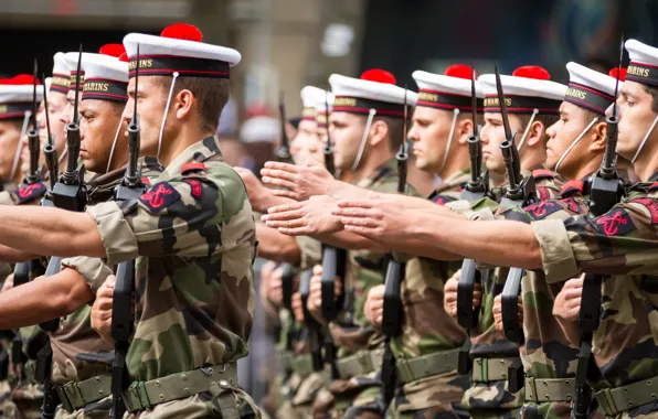 Армия, солдаты, Paris, строй, French army, Parade