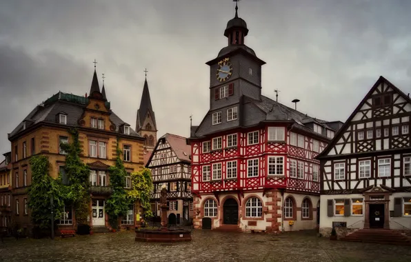 Картинка здания, дома, Германия, площадь, фонтан, Germany, ратуша, Рыночная площадь