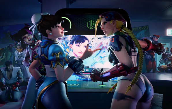 Картинка crossover, Street Fighter, Blizzard Entertainment, video game, видео игры, Overwatch, Widowmaker, Juno