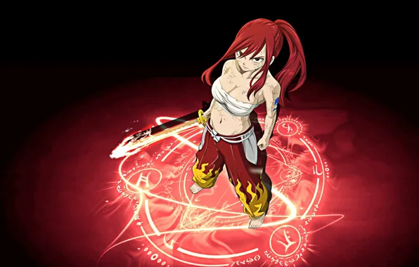 Картинка red, sword, anime, ken, blade, fairy tail, japanese, oppai