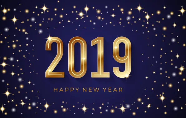 Фон, золото, Новый Год, цифры, golden, New Year, Happy, sparkle
