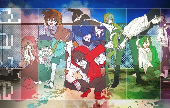 Аниме, арт, пиксели, персонажи, Kagerou Project, Проект "знойный Туман"
