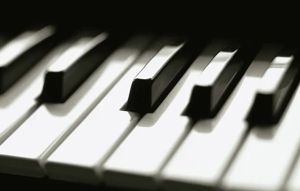 Клавиши, пианино, чёрно-белый