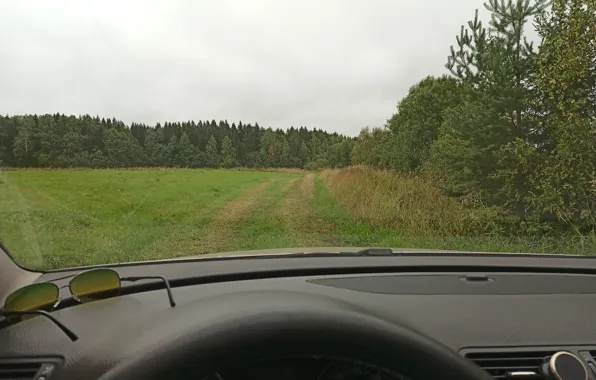 Поле, машина, природа, карелия