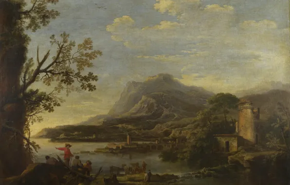 Пейзаж, картина, Salvator Rosa, Сальватор Роза, Прибрежная Сцена