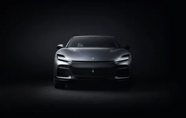 Light, Ferrari, Front, SUV, Sight, Black background, 2022, Ferrari Purosangue