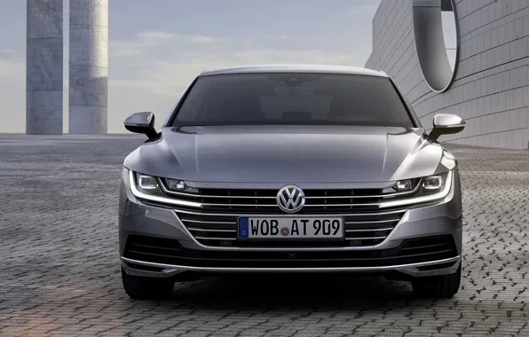 Картинка Volkswagen, вид спереди, 2018, Elegance, лифтбэк, 2017, Arteon, серо-серебристый