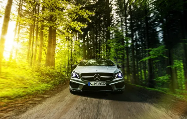 Mercedes-Benz, AMG, Sun, Summer, Road, Forest, Drive, CLA45