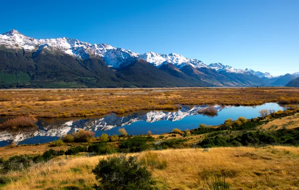 Картинка горы, природа, река, Новая Зеландия, New Zealand