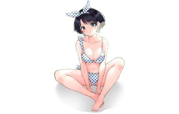 Girl, sexy, cleavage, boobs, anime, beautiful, short hair, pretty
