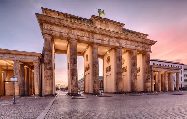 Дома, утро, Германия, Берлин, Бранденбургские ворота