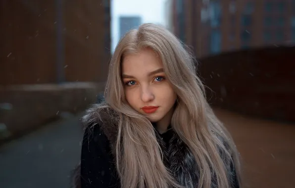 Зима, снег, нежность, губки, прелесть, локоны, Alex Four