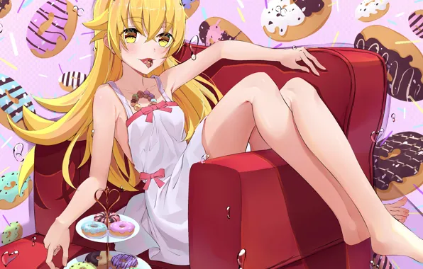 Девушка, пончики, Bakemonogatari, Oshino Shinobu