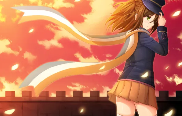 Аниме, шарф, девочка, Taimadou Gakuen 35 Shiken Shoutai, 35-ый отряд Антимагической академи