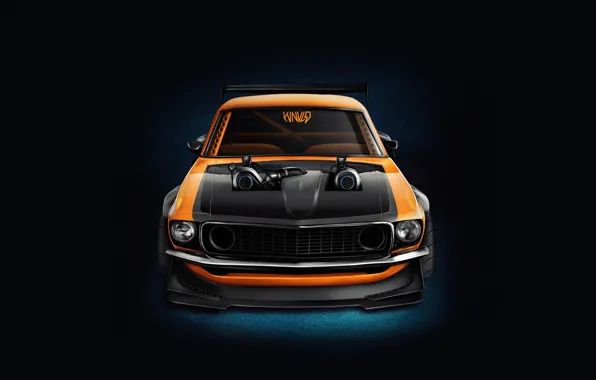 Mustang, Ford, Авто, Машина, Оранжевый, Фон, 1969, Car