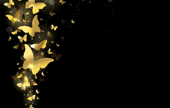 Картинка бабочки, фон, золото, golden, design, background, sparkle, butterflies