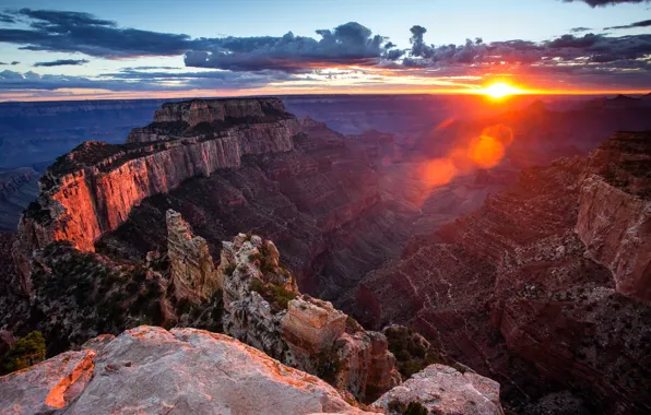 Картинка закат, Grand Canyon, North Rim