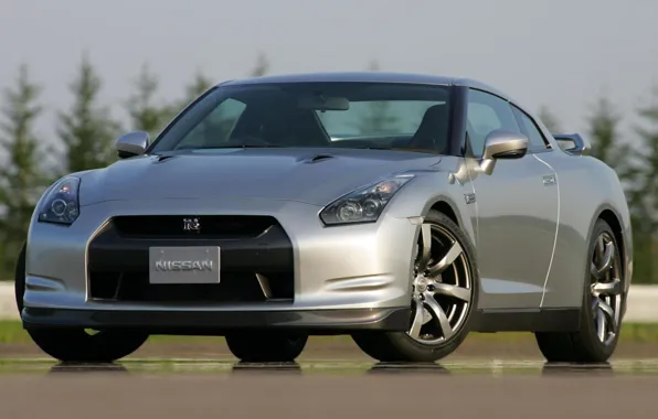 Silver, sportcar, R35, Nissan GTR