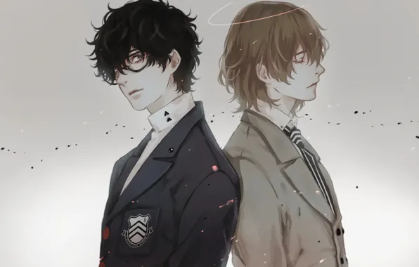 Фон, парни, двое, Persona 5, Персона 5