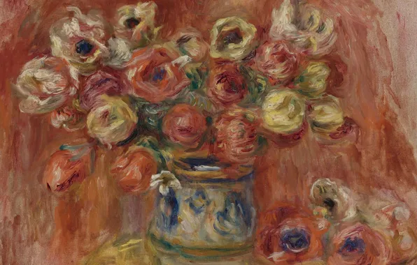 Картина, натюрморт, Букет Цветов, Пьер Огюст Ренуар, Pierre Auguste Renoir