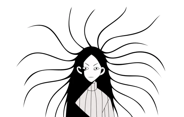 Девушка, белый фон, Sayonara Zetsubou Sensei, медуза Горгона, Прощай безрадостный сенсей